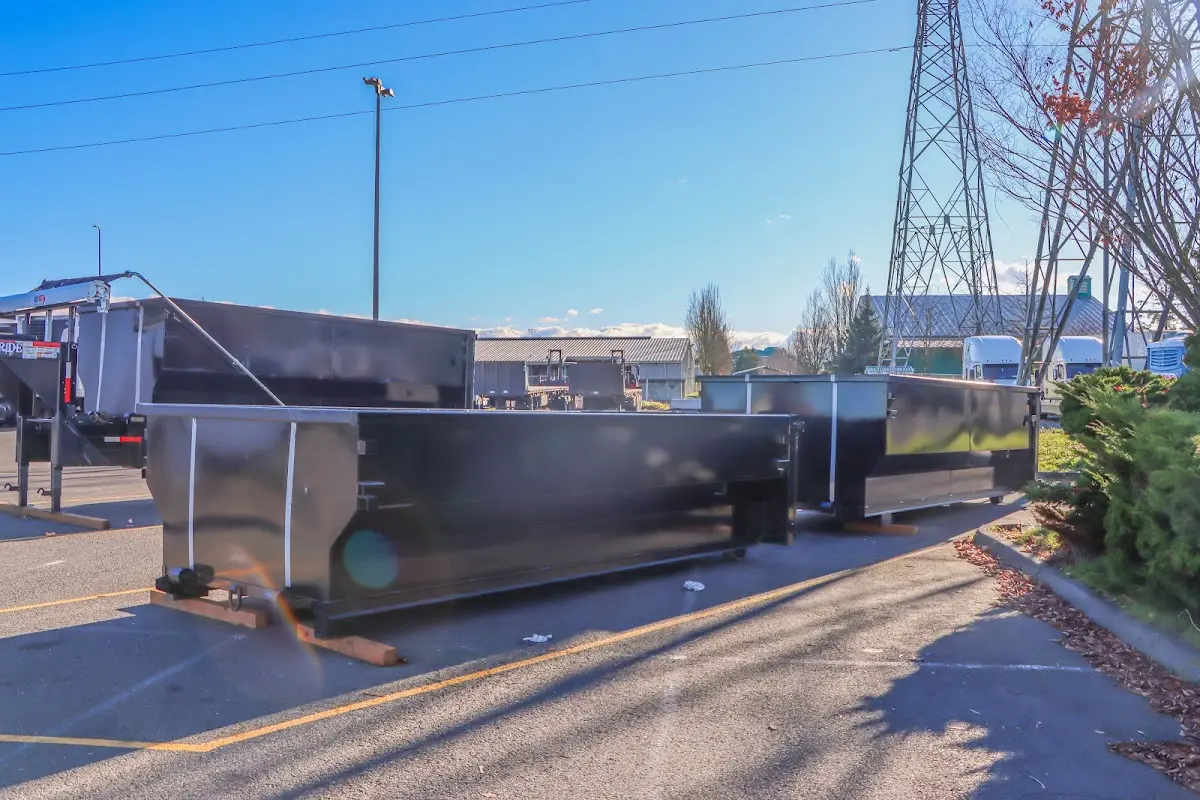 Roll-off dumpster ready for waste disposal at job site for 6 Yard Dumpster Rental in Hanahan